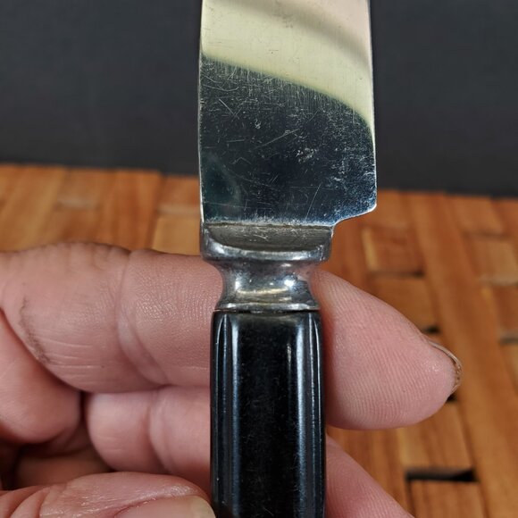 Vintage Bakelite-Handled Flatware Set – Elegant MCM Stainless Steel Black Handle - Picture 4 of 14